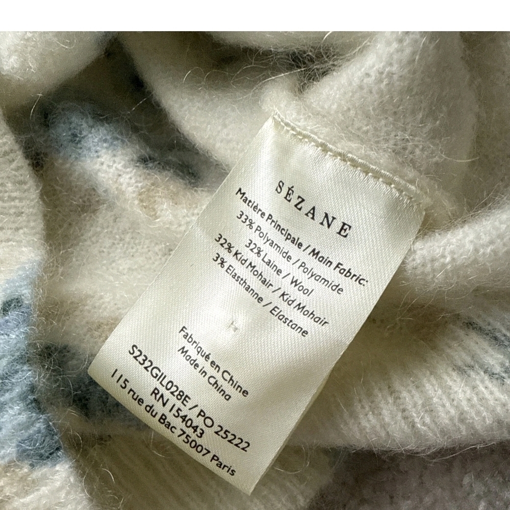 Sezane Floral Cardigan in Cream and Blue - Picture 3 of 7